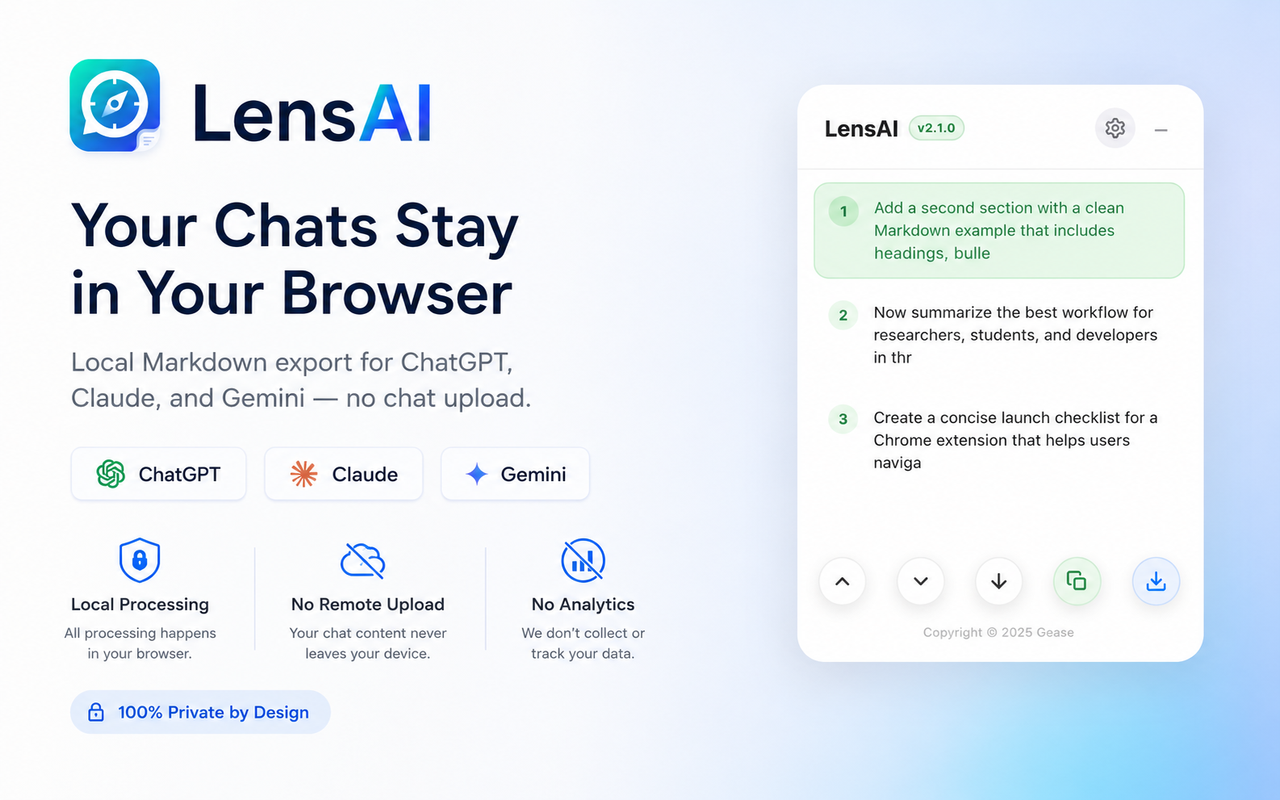 LensAI privacy-first screenshot